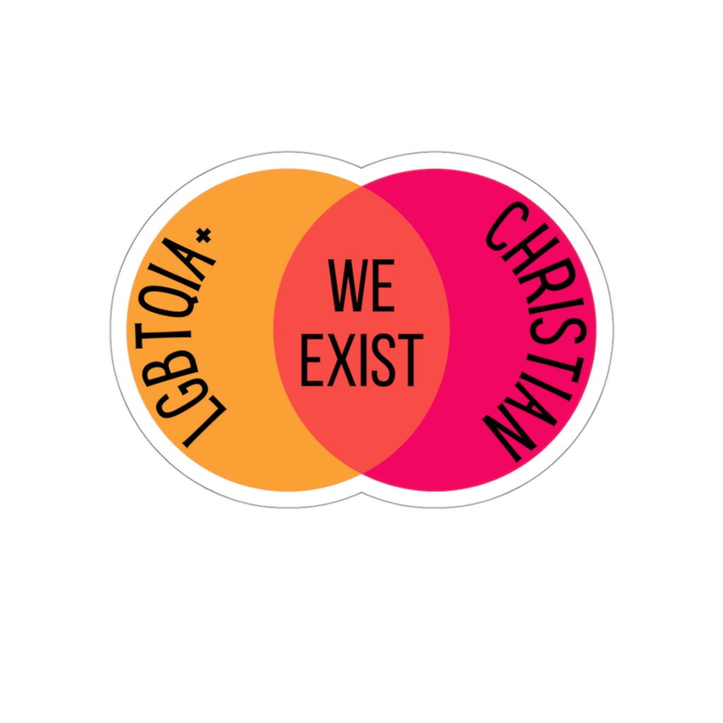 'We Exist' [Lesbian Flag Colors] Die-Cut Sticker