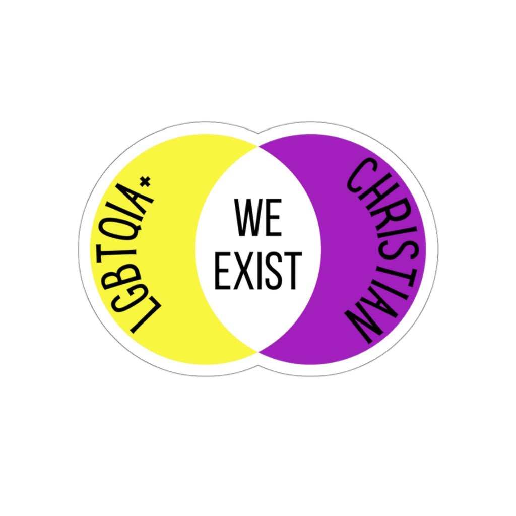 'We Exist' [Intersex Flag Colors] Die-Cut Sticker