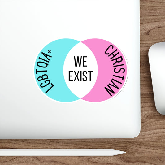 'We Exist' [Trans Flag Colors] Die-Cut Sticker