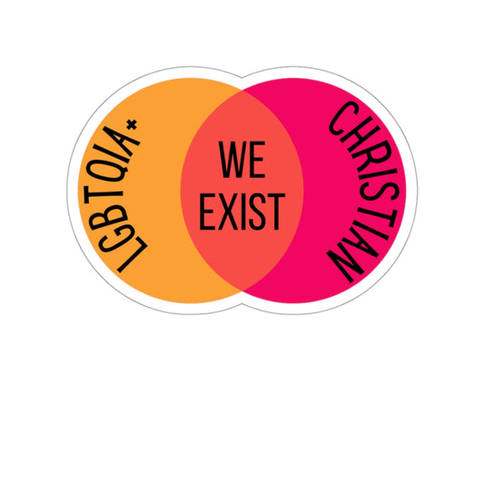 'We Exist' [Lesbian Flag Colors] Die-Cut Sticker