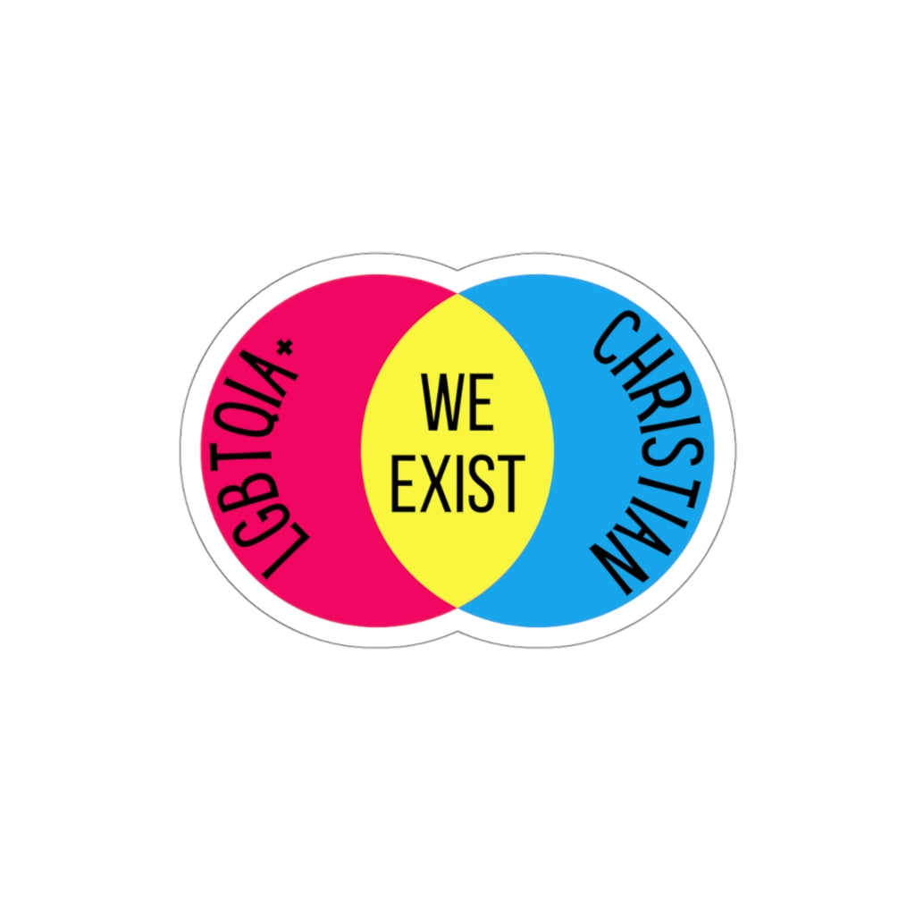 'We Exist' [Pansexual Flag Colors] Die-Cut Sticker