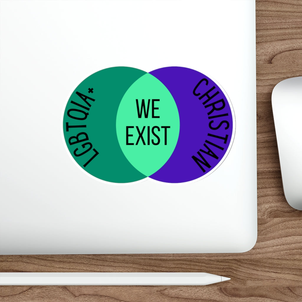 'We Exist' [Gay Man Flag Colors] Die-Cut Sticker