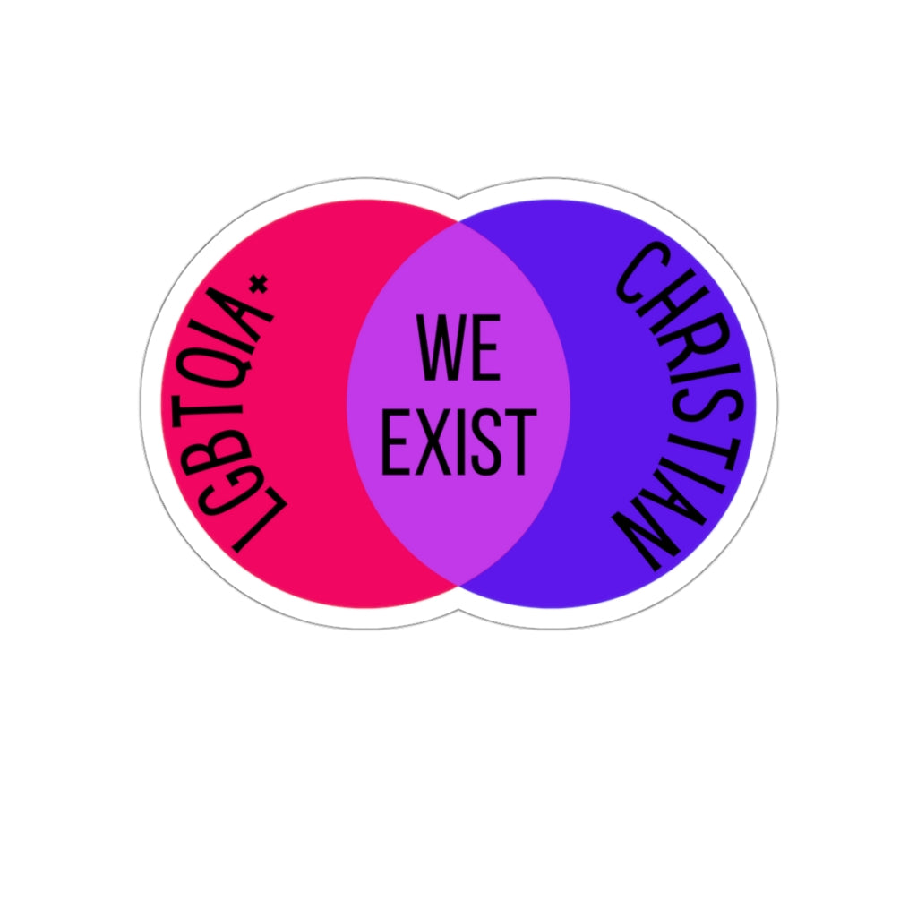 'We Exist' [Bisexual Flag Colors] Die-Cut Sticker