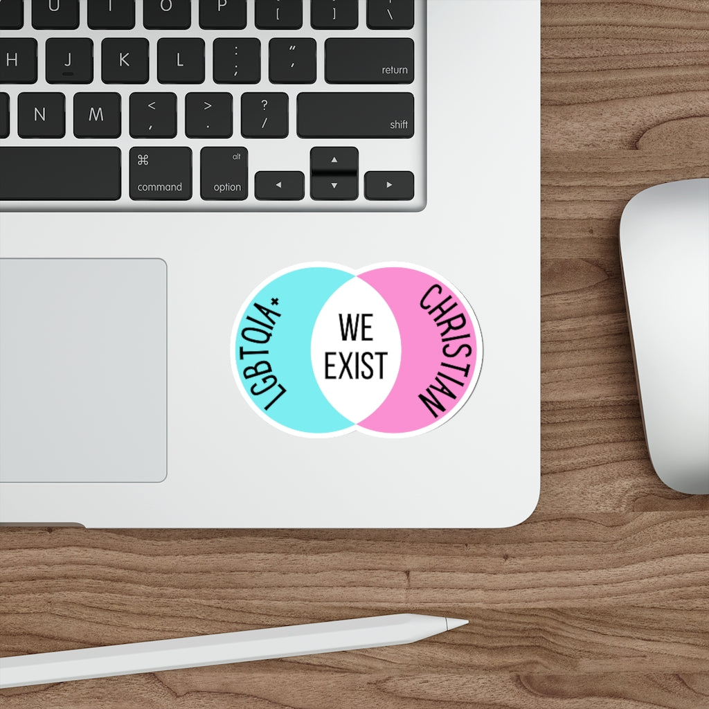 'We Exist' [Trans Flag Colors] Die-Cut Sticker