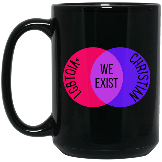 'We Exist' [Bi Flag Colors] XL Mug