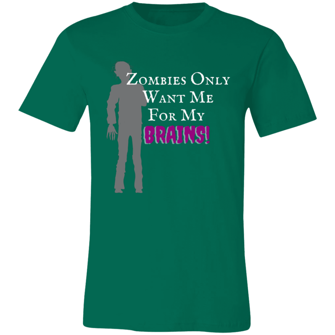 'Zombies Only Want Me For My Brains' Purple Type Soft Tee