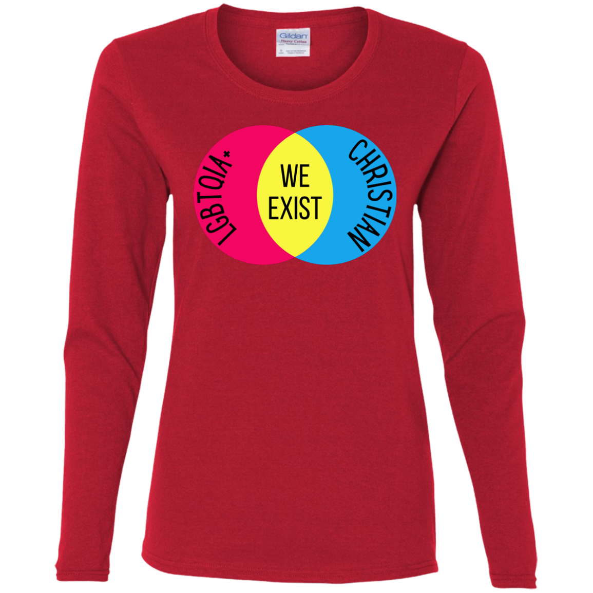 'We Exist' [Pansexual Flag Colors] Fitted Long Sleeve