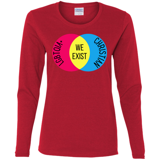 'We Exist' [Pansexual Flag Colors] Fitted Long Sleeve