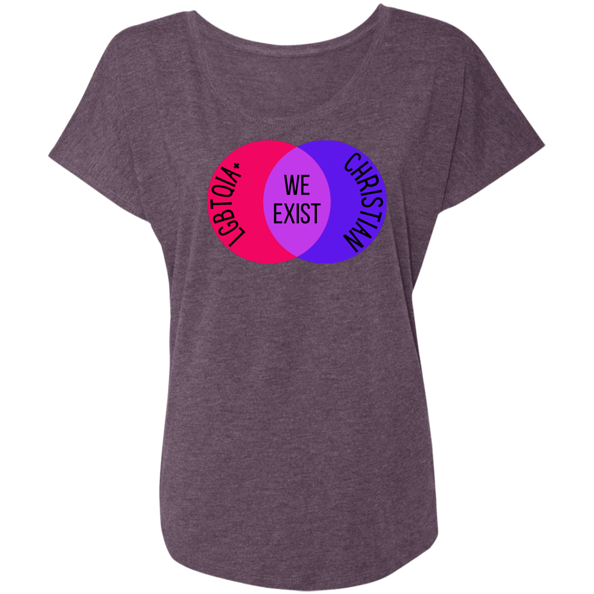 'We Exist' [Bi Flag Colors] Dolman Sleeve