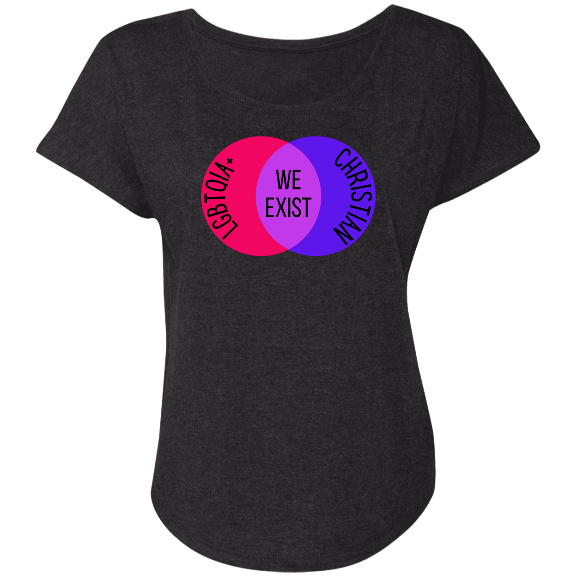 'We Exist' [Bi Flag Colors] Dolman Sleeve