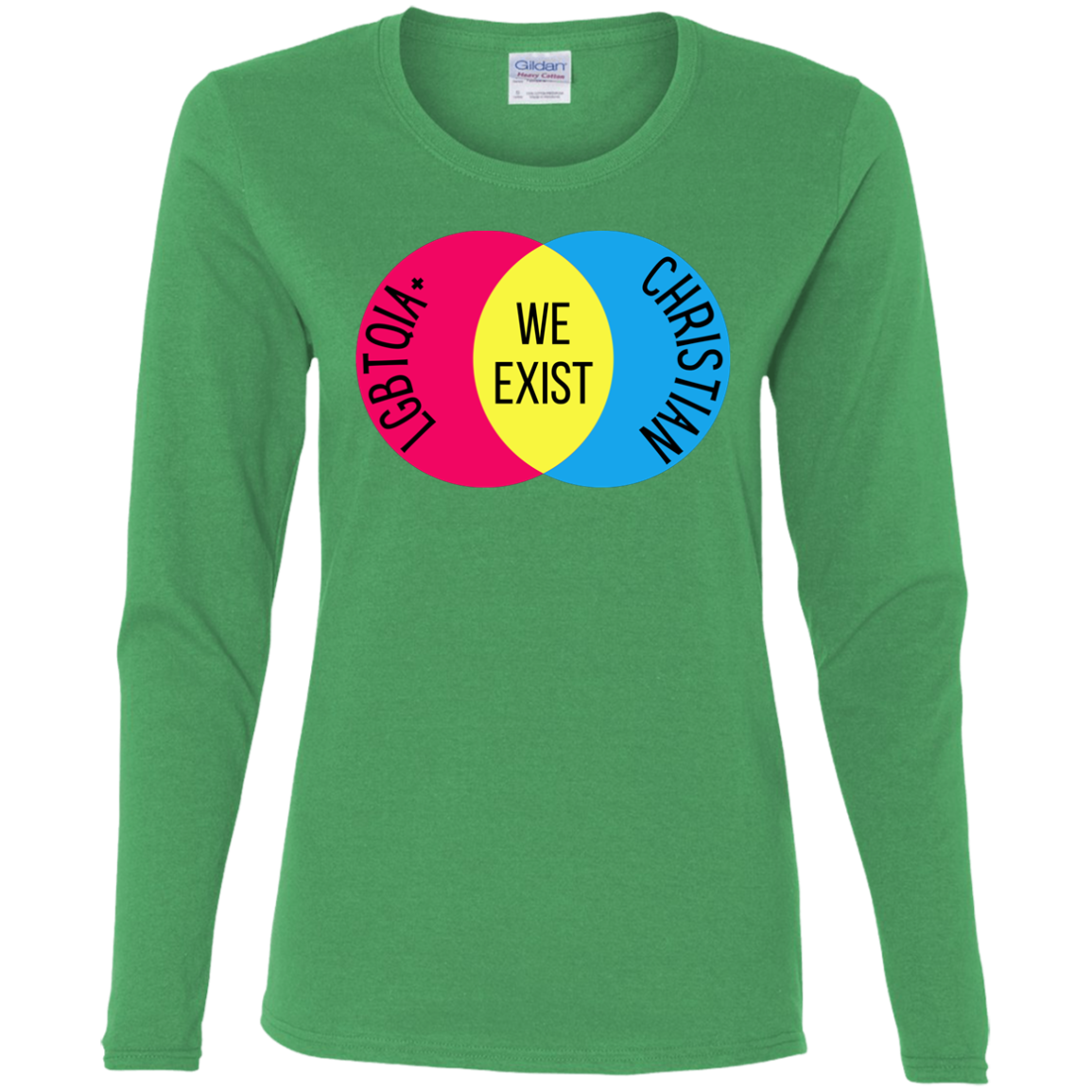 'We Exist' [Pansexual Flag Colors] Fitted Long Sleeve