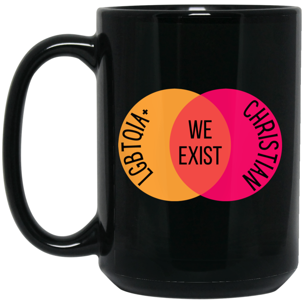 'We Exist' [Lesbian Flag Colors] XL Mug