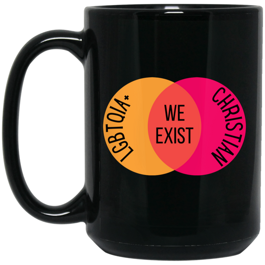 'We Exist' [Lesbian Flag Colors] XL Mug