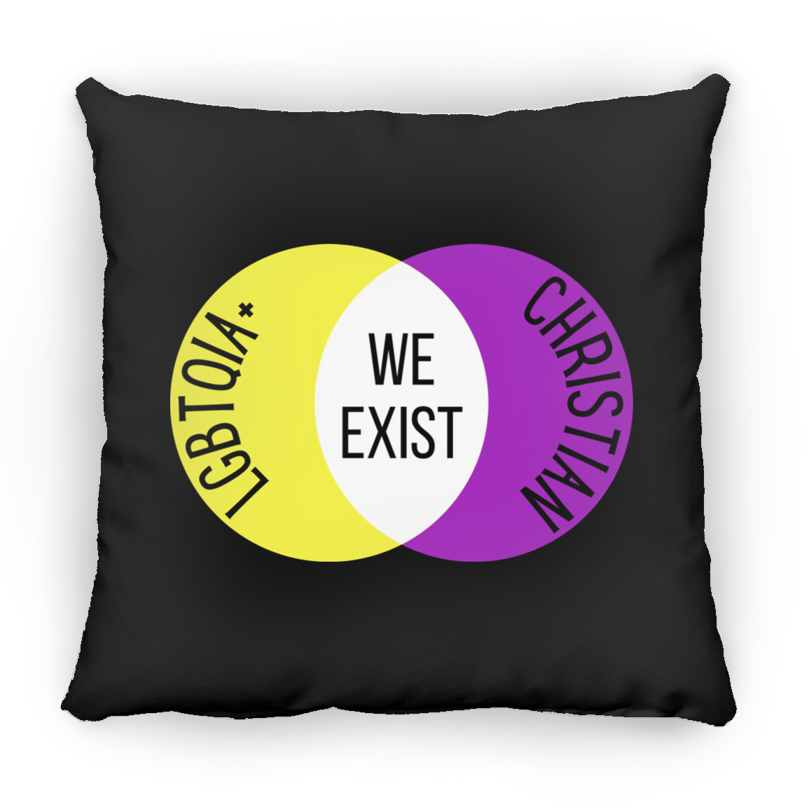 'We Exist' [Intersex Flag Colors] Pillow