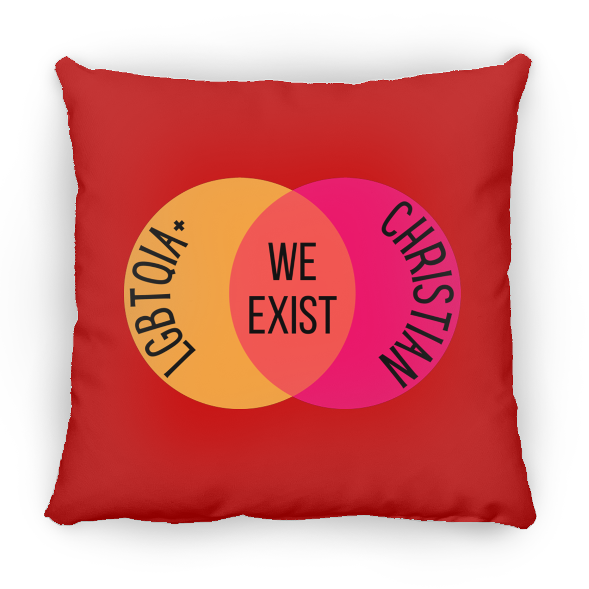 'We Exist' [Lesbian Flag Colors] Pillow