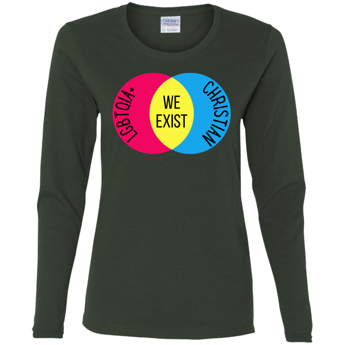 'We Exist' [Pansexual Flag Colors] Fitted Long Sleeve