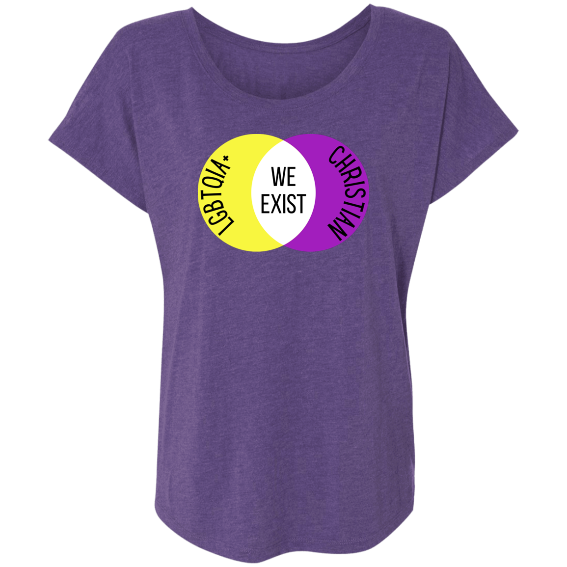 'We Exist' [Intersex Flag Colors] Dolman Sleeve