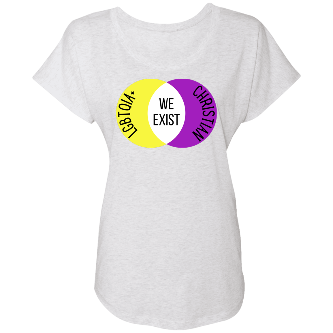 'We Exist' [Intersex Flag Colors] Dolman Sleeve