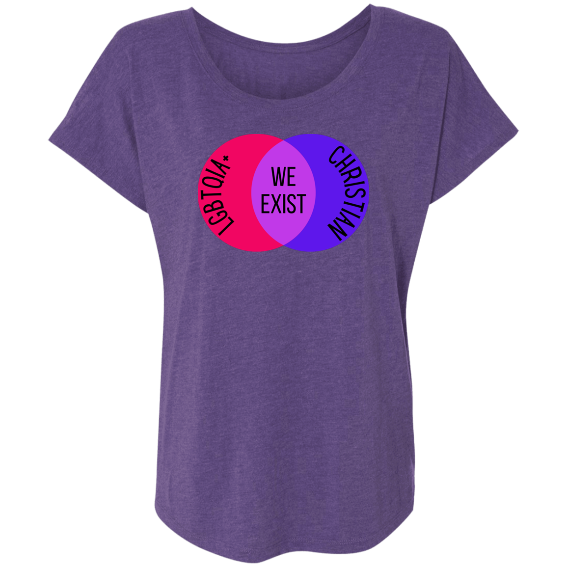 'We Exist' [Bi Flag Colors] Dolman Sleeve