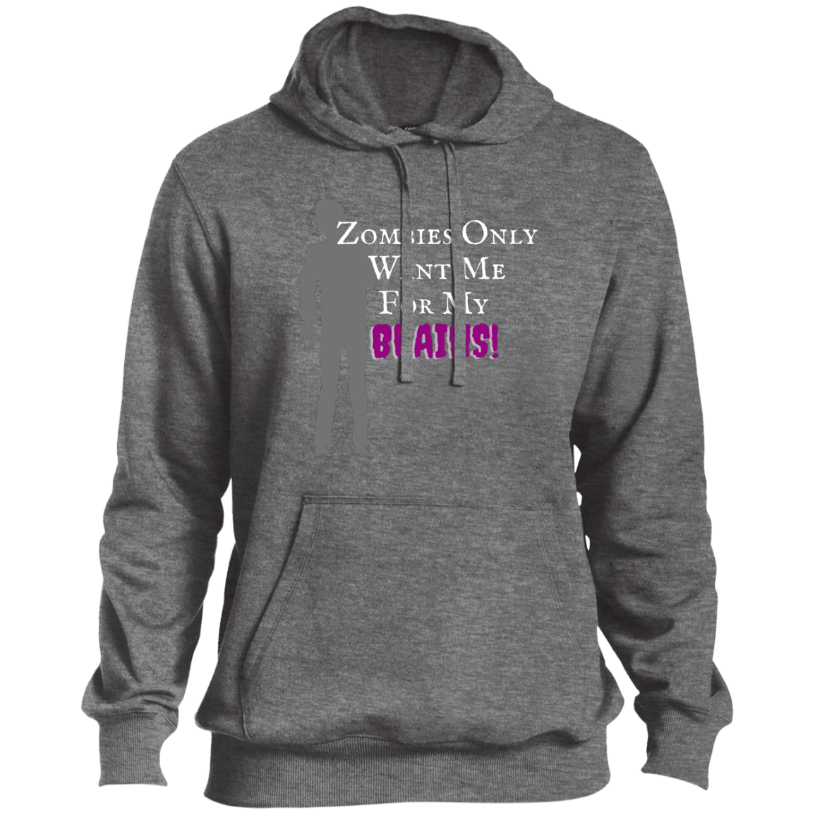 'Zombies Only Want Me For My Brains' Purple Type Pullover Hoodie