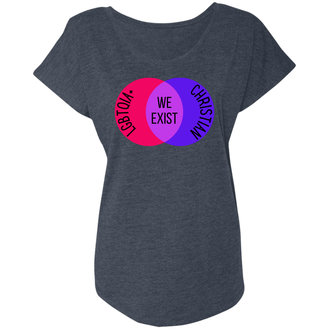 'We Exist' [Bi Flag Colors] Dolman Sleeve