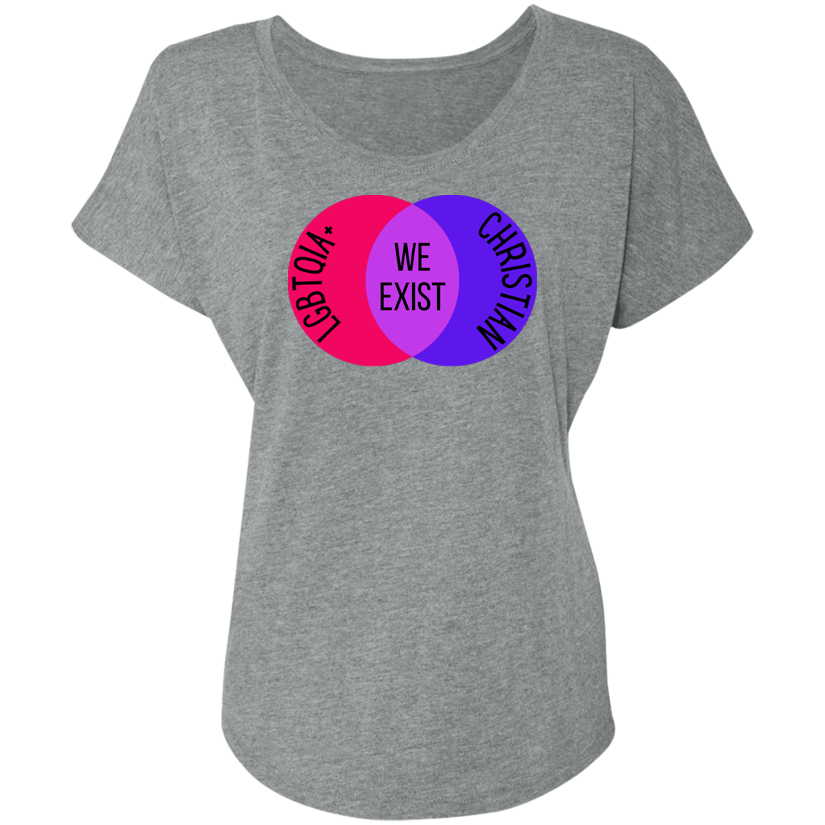 'We Exist' [Bi Flag Colors] Dolman Sleeve