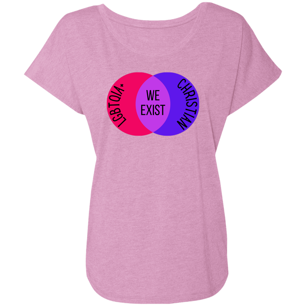 'We Exist' [Bi Flag Colors] Dolman Sleeve