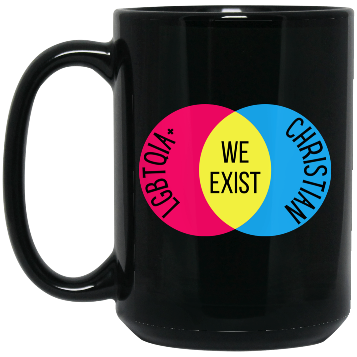 'We Exist' [Pansexual Flag Colors] XL Mug