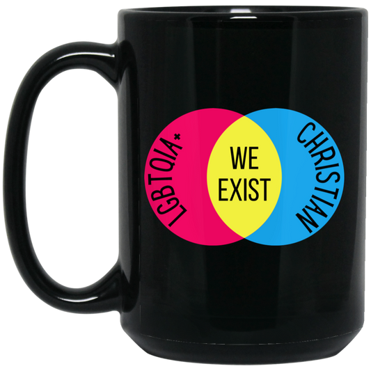 'We Exist' [Pansexual Flag Colors] XL Mug