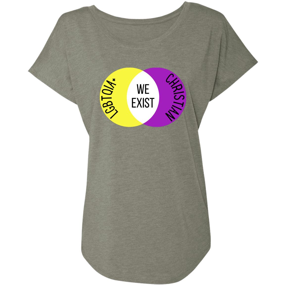 'We Exist' [Intersex Flag Colors] Dolman Sleeve