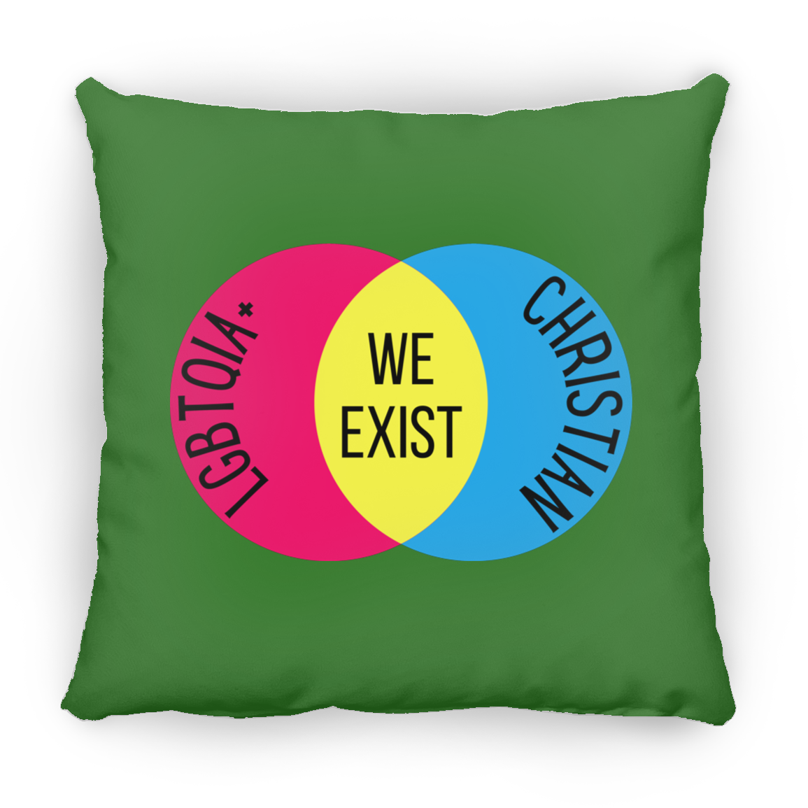 'We Exist' [Pansexual Flag Colors] Pillow