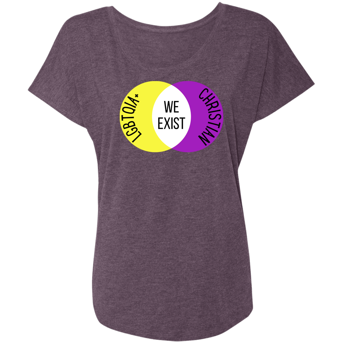 'We Exist' [Intersex Flag Colors] Dolman Sleeve