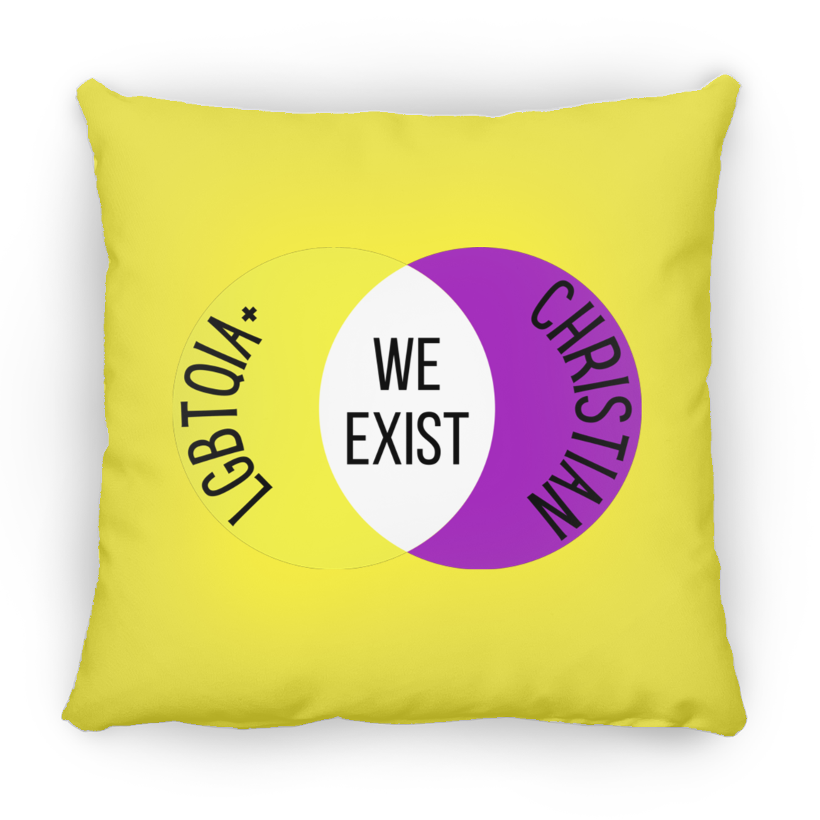 'We Exist' [Intersex Flag Colors] Pillow