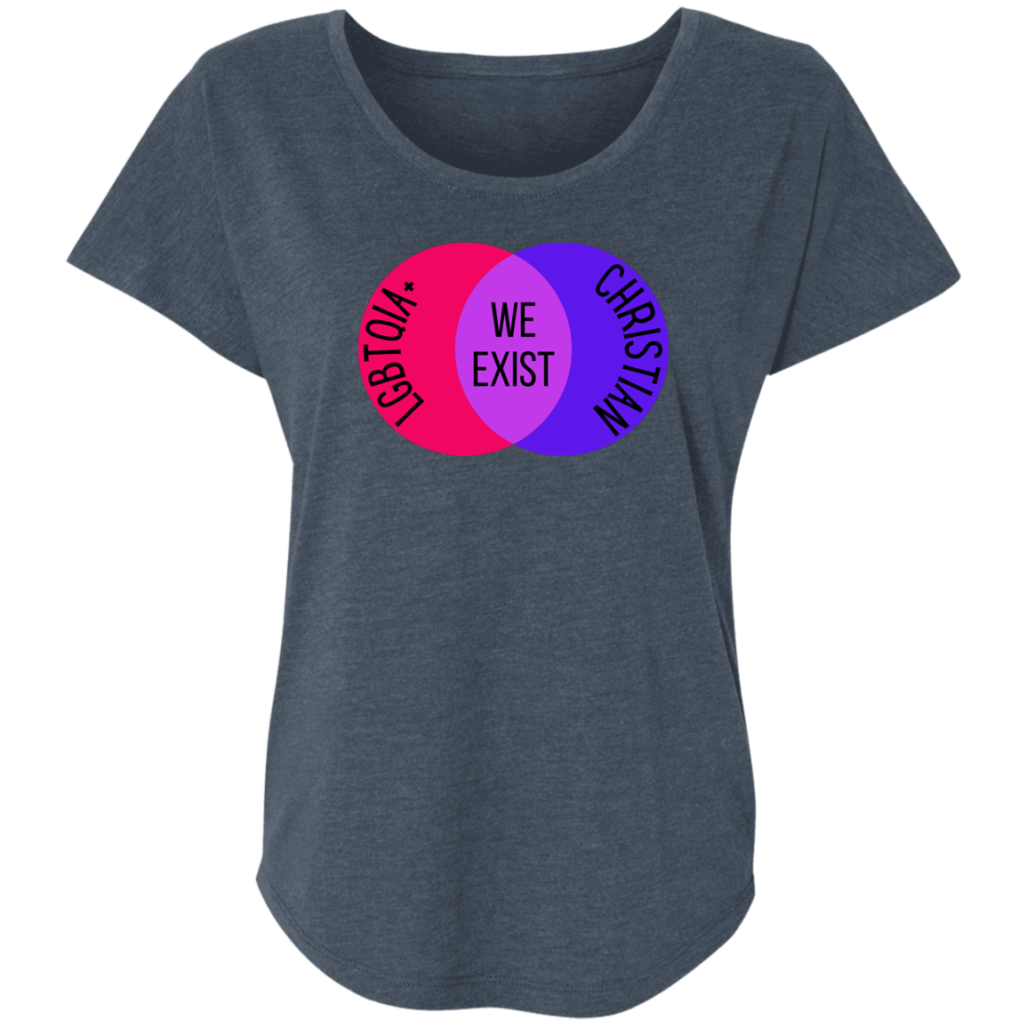 'We Exist' [Bi Flag Colors] Dolman Sleeve