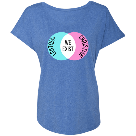 'We Exist' [Trans Flag Colors] Dolman Sleeve