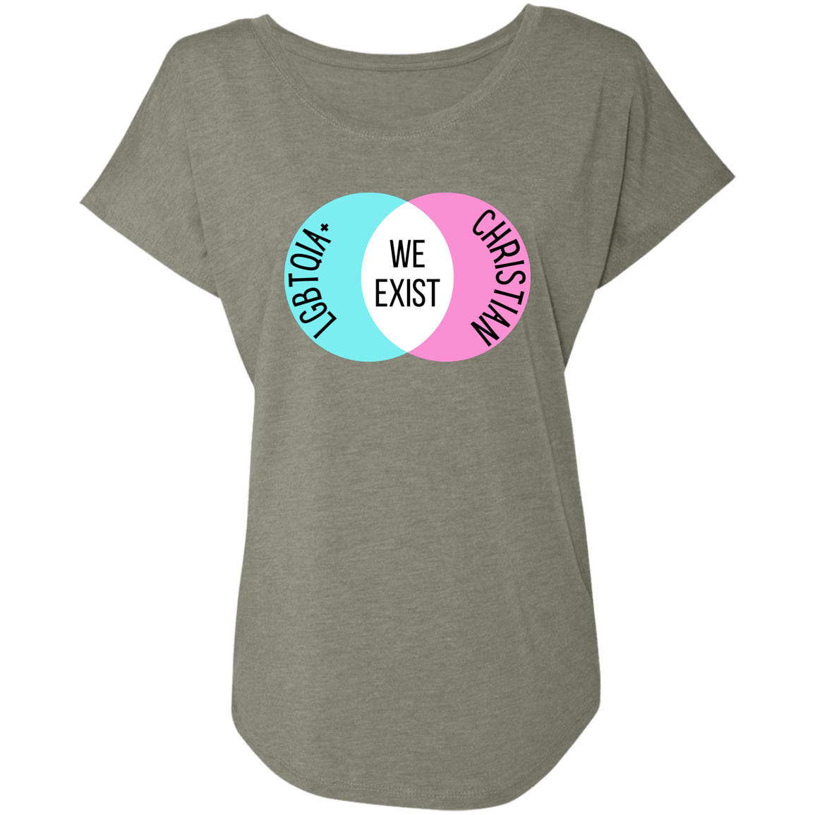 'We Exist' [Trans Flag Colors] Dolman Sleeve