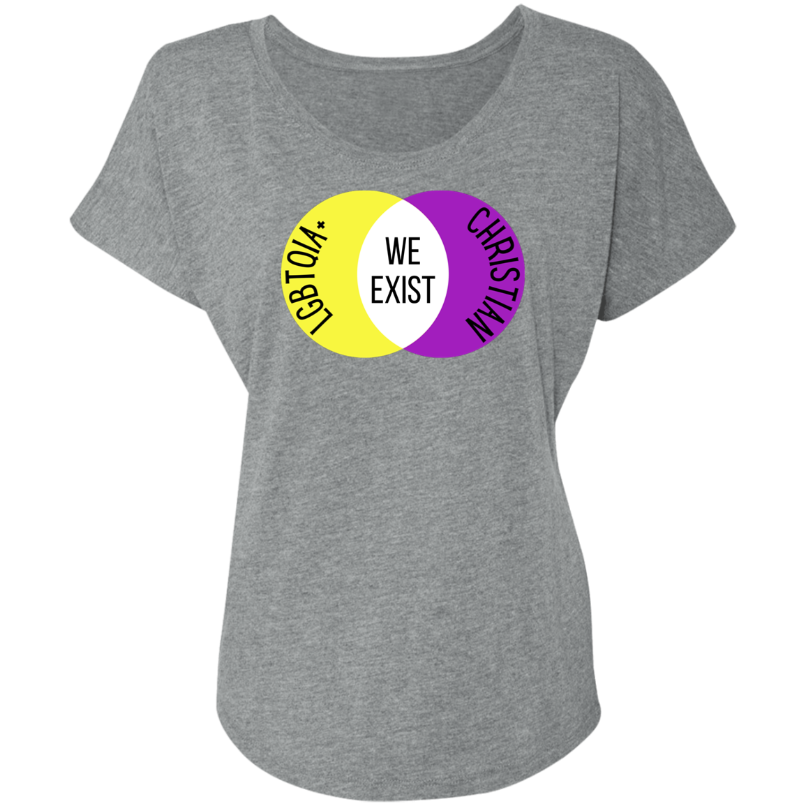 'We Exist' [Intersex Flag Colors] Dolman Sleeve