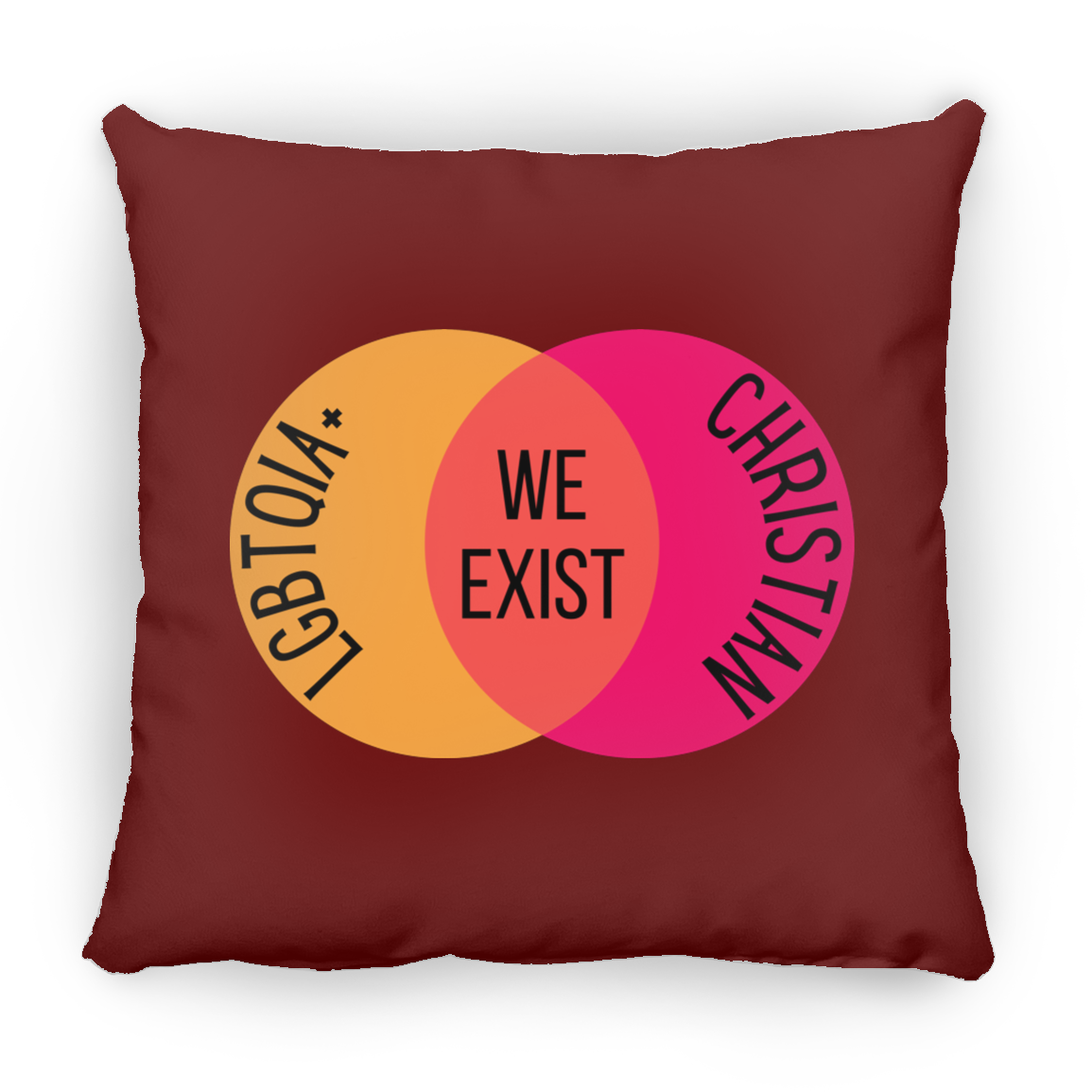 'We Exist' [Lesbian Flag Colors] Pillow