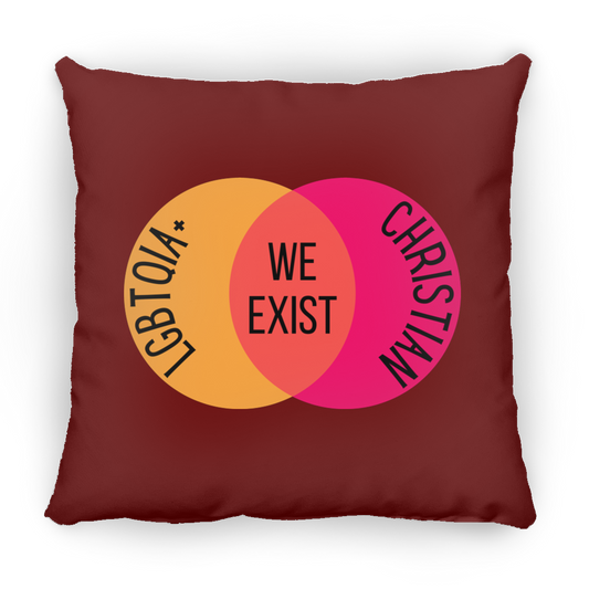 'We Exist' [Lesbian Flag Colors] Pillow