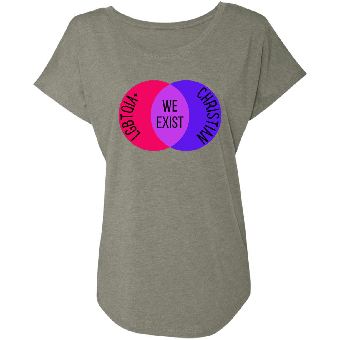 'We Exist' [Bi Flag Colors] Dolman Sleeve