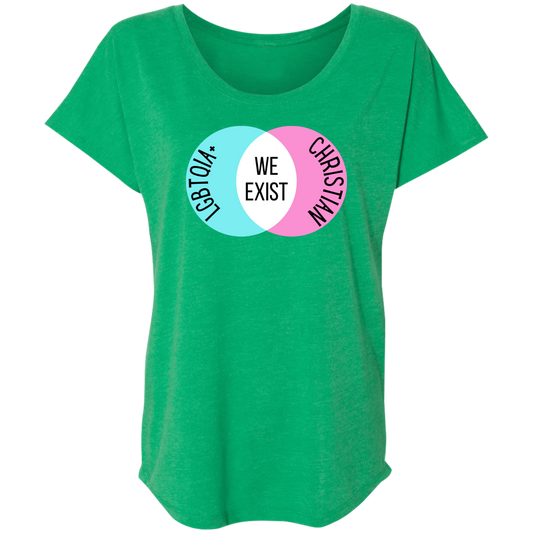 'We Exist' [Trans Flag Colors] Dolman Sleeve