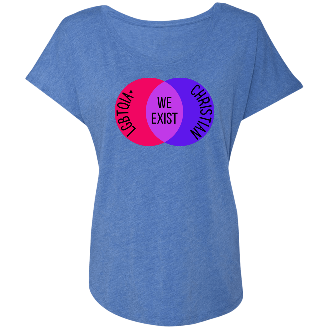 'We Exist' [Bi Flag Colors] Dolman Sleeve