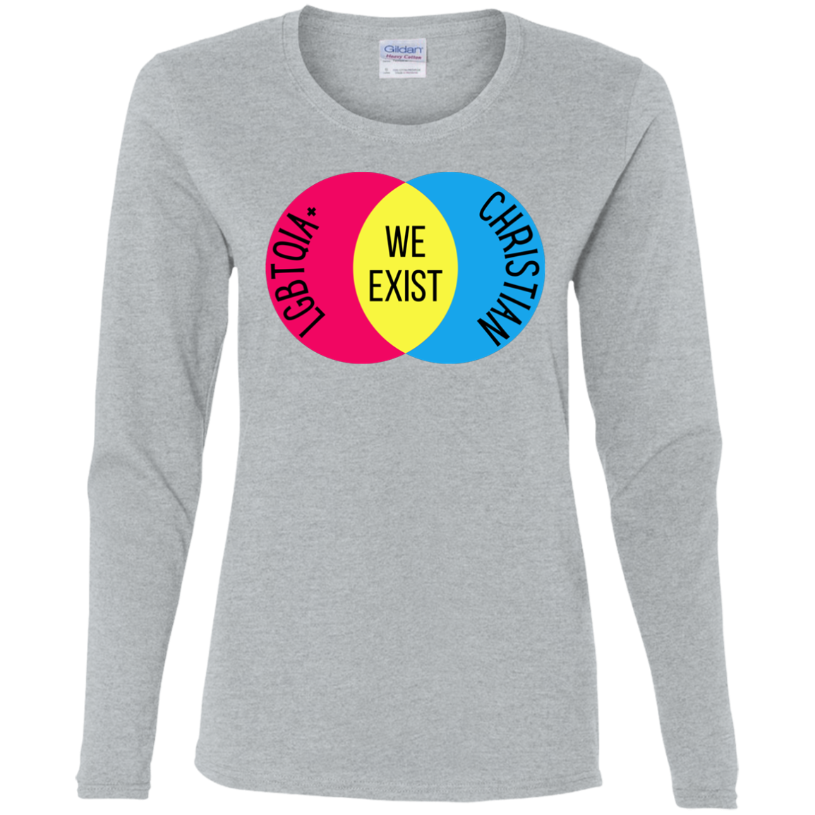 'We Exist' [Pansexual Flag Colors] Fitted Long Sleeve