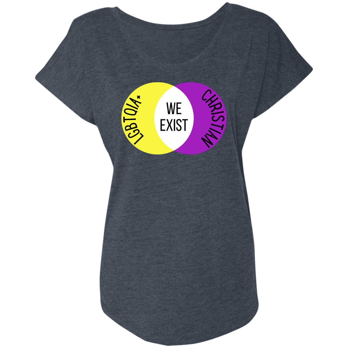 'We Exist' [Intersex Flag Colors] Dolman Sleeve