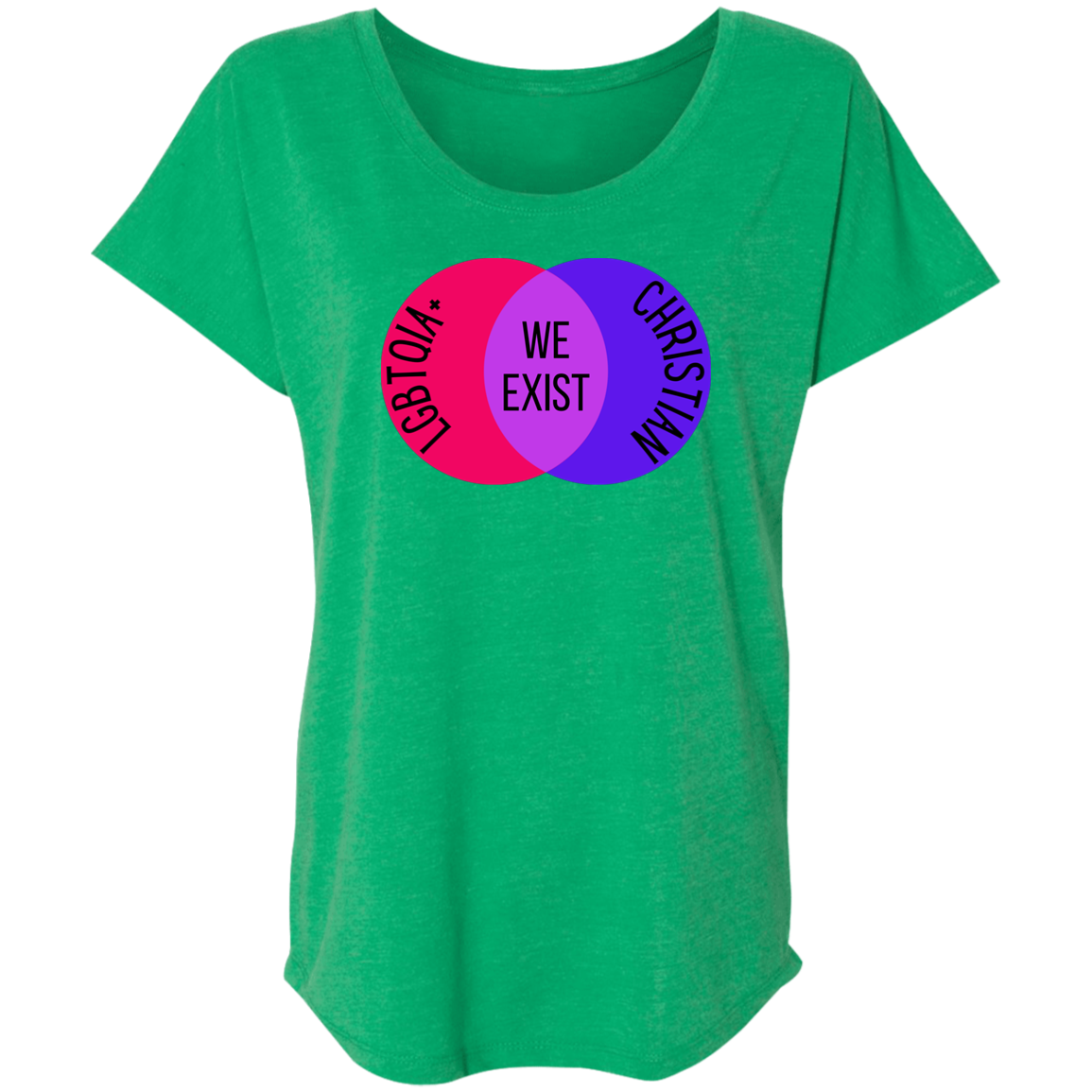 'We Exist' [Bi Flag Colors] Dolman Sleeve