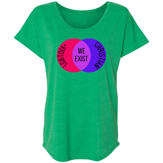 'We Exist' [Bi Flag Colors] Dolman Sleeve