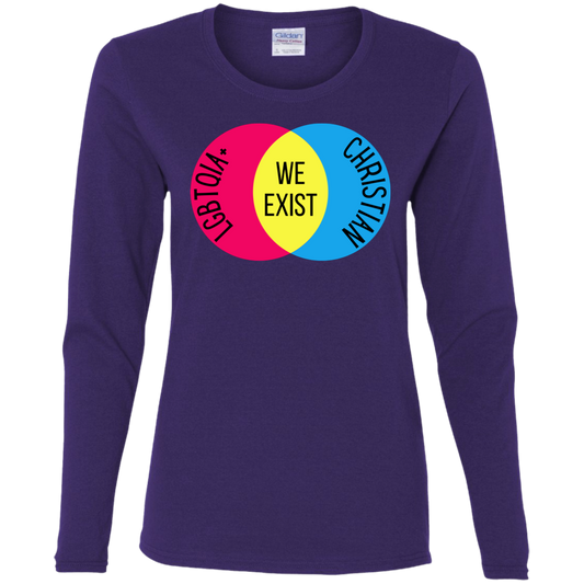 'We Exist' [Pansexual Flag Colors] Fitted Long Sleeve