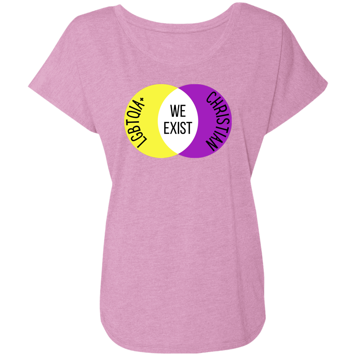 'We Exist' [Intersex Flag Colors] Dolman Sleeve