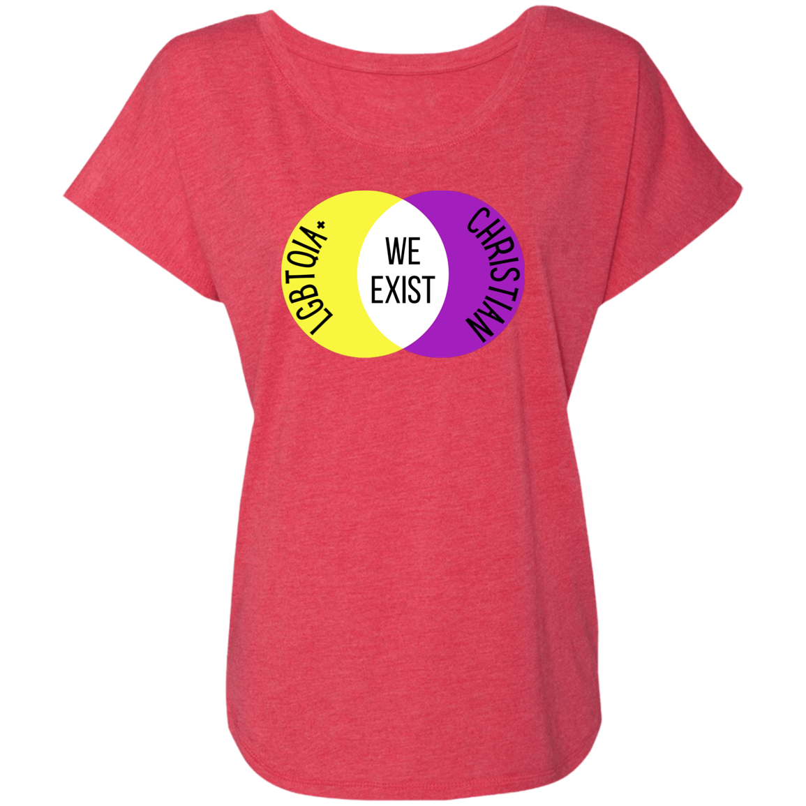 'We Exist' [Intersex Flag Colors] Dolman Sleeve