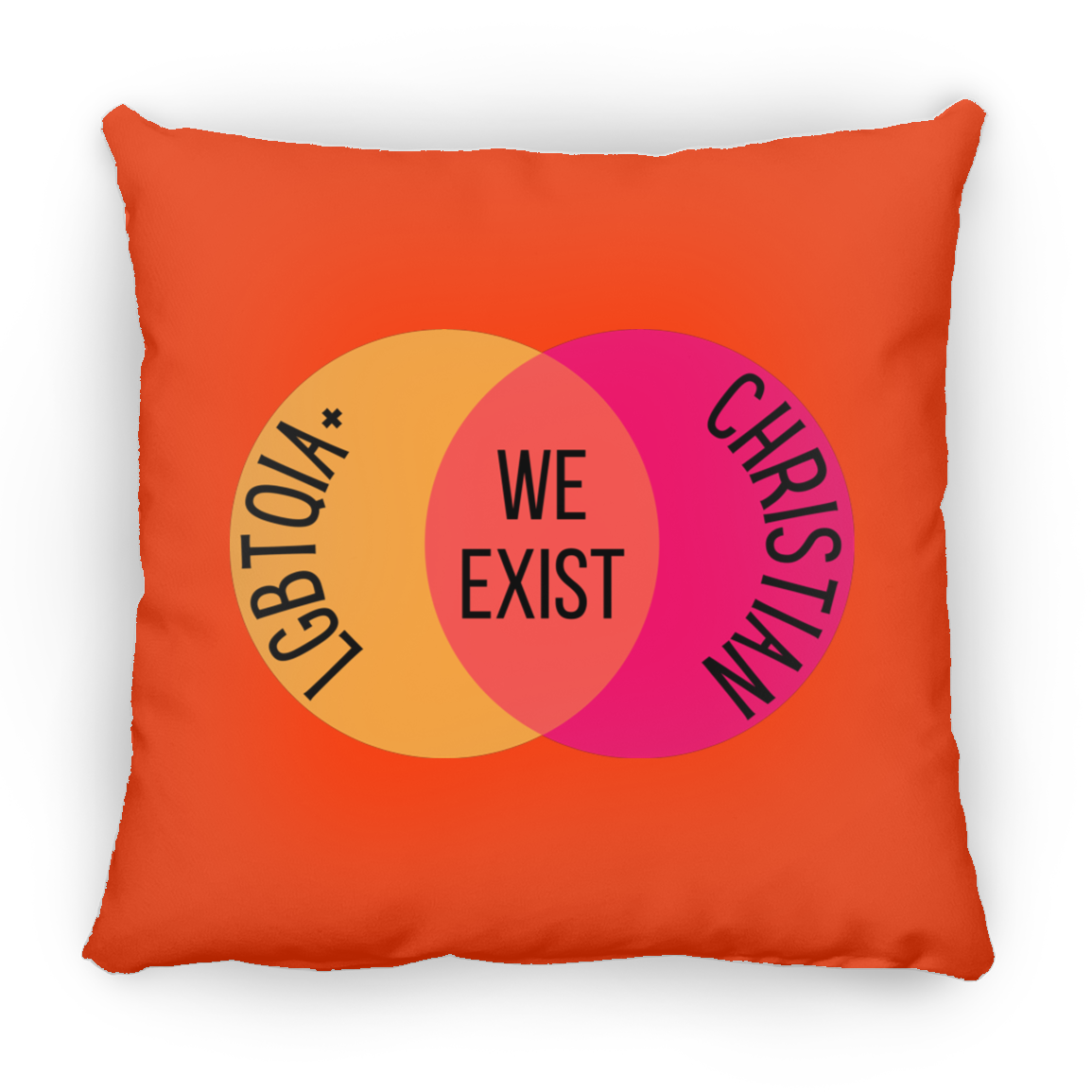 'We Exist' [Lesbian Flag Colors] Pillow